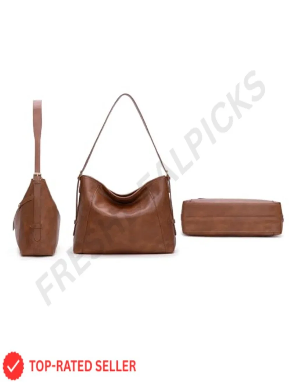 Women's Vegan Leather Hobo Bag with Adjustable Strap, Magnetic Closure